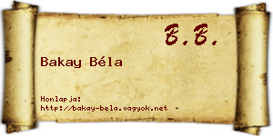 Bakay Béla névjegykártya